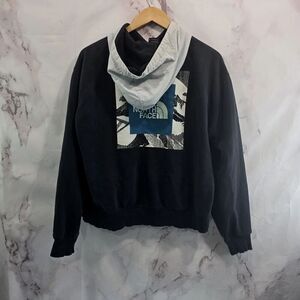 The North Face Hoodie Womens Medium Black Grey Nylon Synch Pullover Sweatshirt